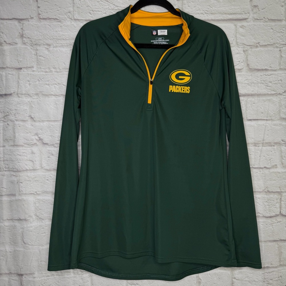 NFL Women’s Green Bay Packers Green & Gold Quarter-Zip Pullover - Size: L